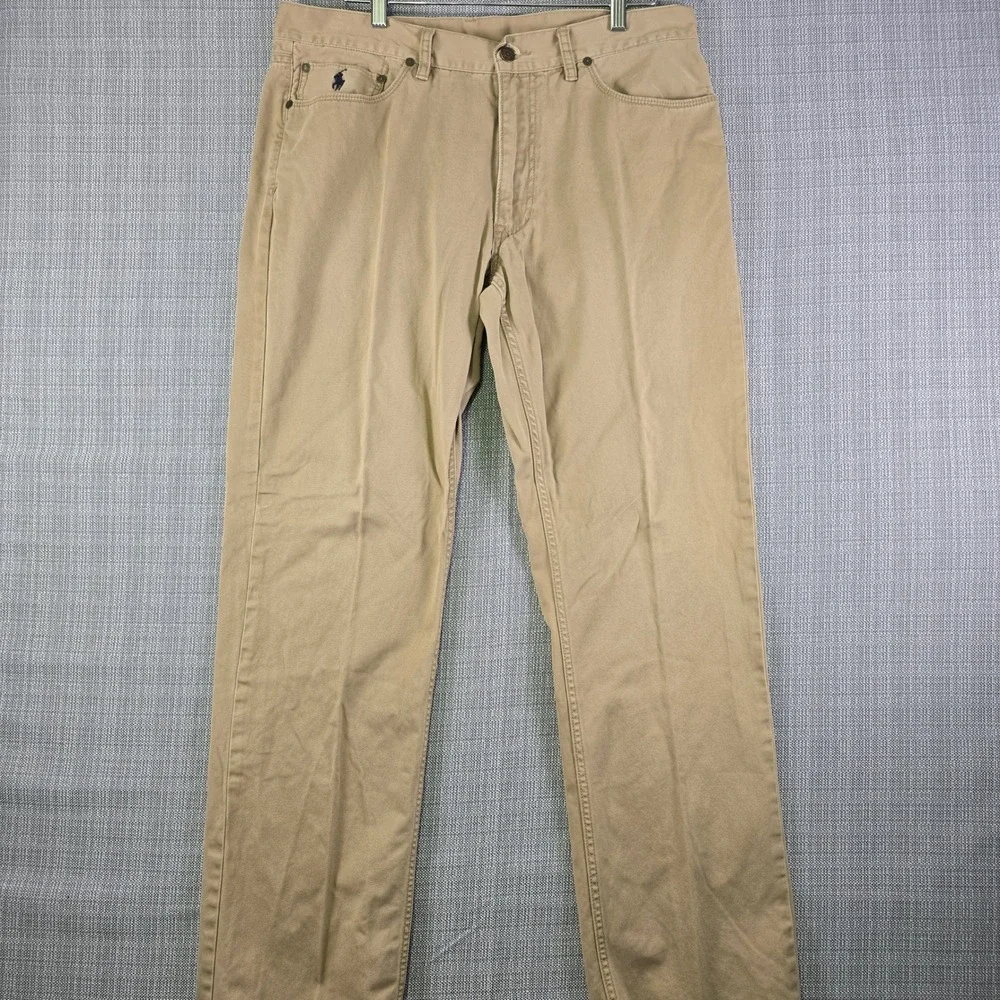 Polo Ralph Lauren 650 Straight Leg Pants Mens 36x34 Sand 5-Pocket Twill Classic